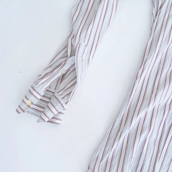 Dolce And Gabbana White & Maroon Stripe Button Down Dress Shirt Size 17/43 - Picture 6 of 9